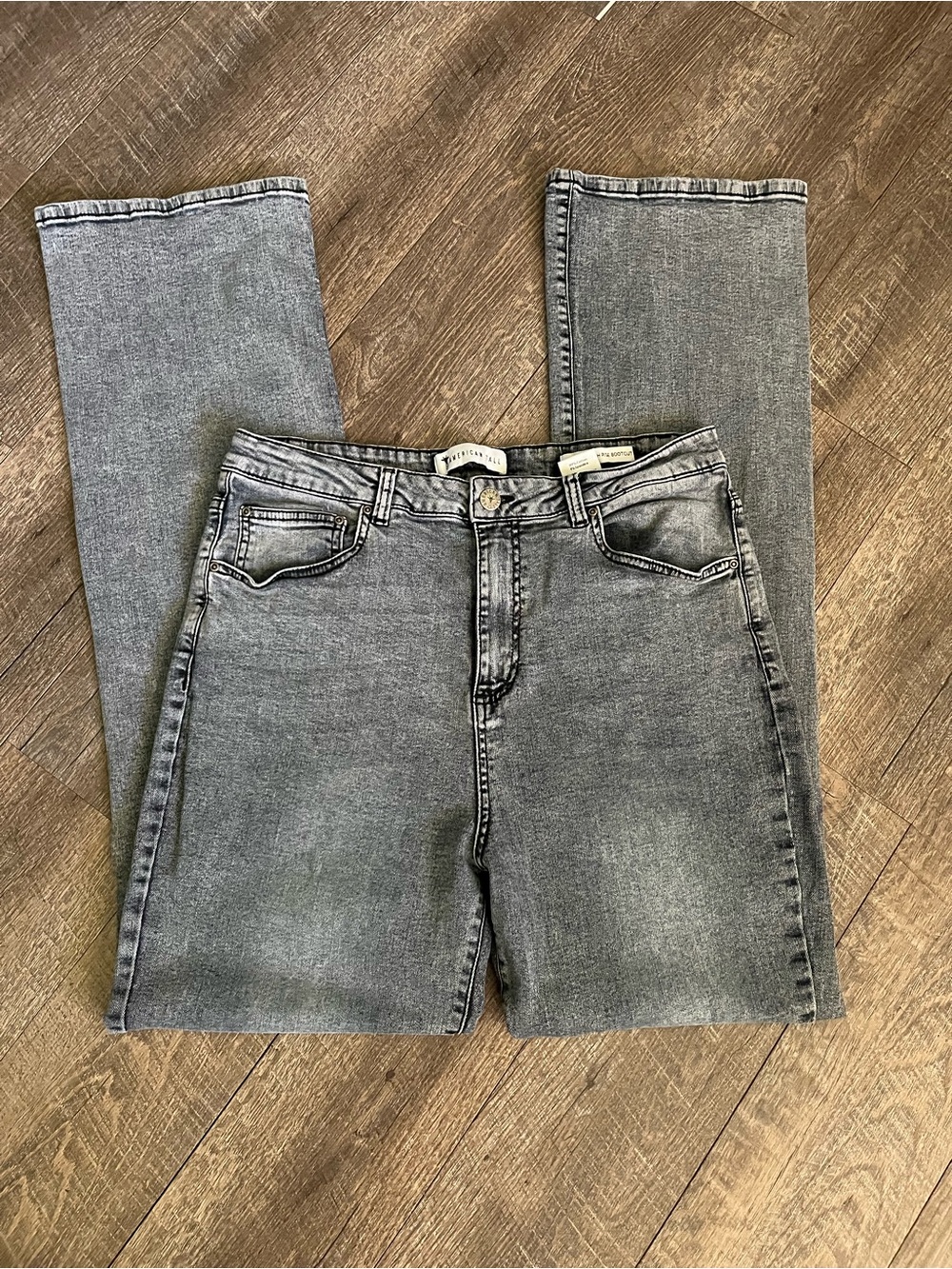 American Tall Britney Gray Wash Women's Jeans High Rise Bootcut
